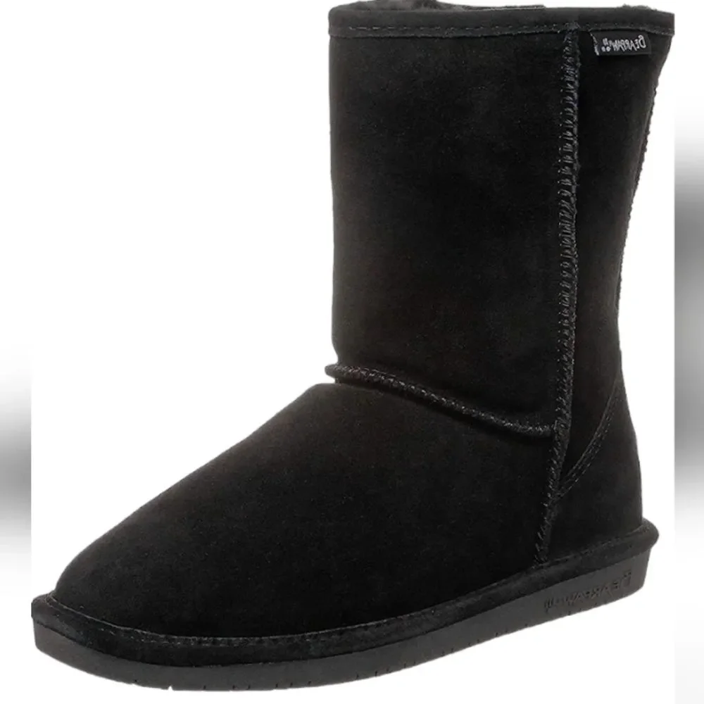 Bear Paw Women's Emma Black Short Suede Leather Boots Sz 9